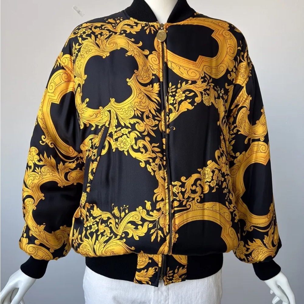 Vintage GENNY BY GIANNI VERSACE SCARF PRINT SILK BOMBER SIZE 10